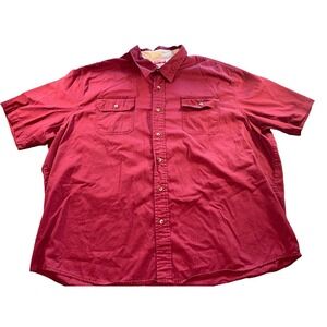Vintage‎ Wrangler Twill Denim Cotton Shirt Deep Red Button Up 3XL Chest Pockets